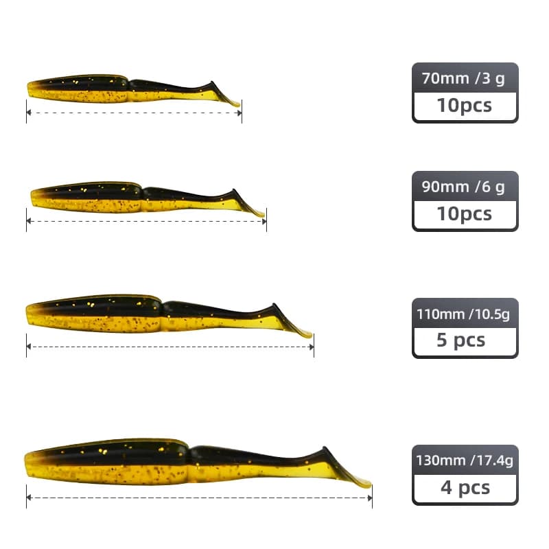 Leurre souple Crazy Shiner 70mm à 130mm - Leurre vibrant pour bass et carnassiers pêche au leurre souple