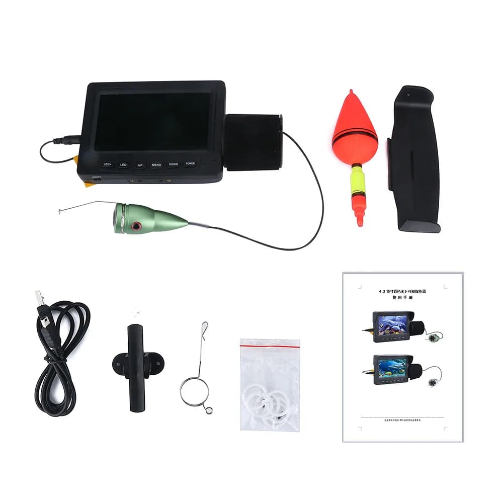 Kit pêche sous glace MAOTEWANG 4,3 pouces écran IPS avec 6 LEDs vision nocturne pour caméra pêche hivernale sous-marine