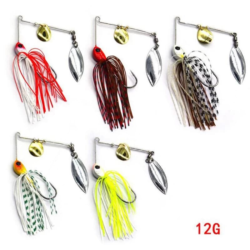 Leurre pêche brochet 12g 17g : leurre cuiller métal spinnerbait avec sequins artificiel pour carnassiers