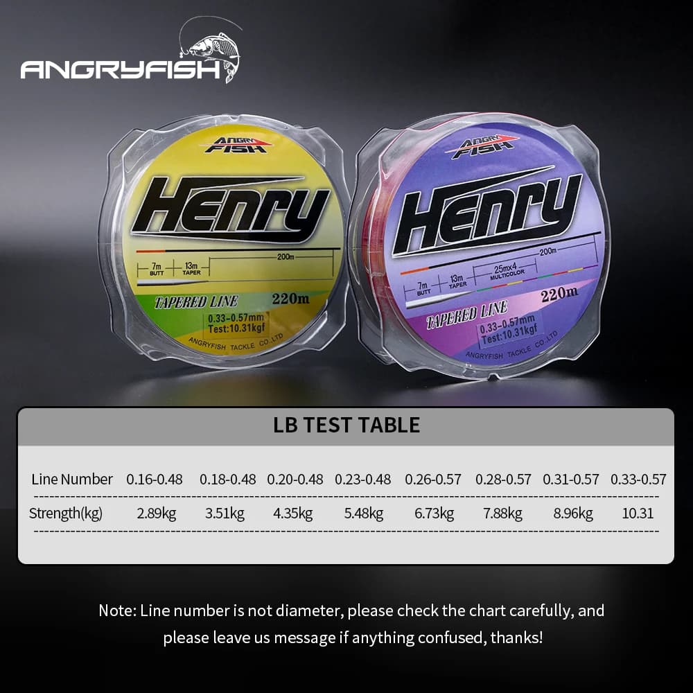 Moulinet Ligne Nylon Angryfish Henry Série 220m Haute Résistance pour Pêche Sport