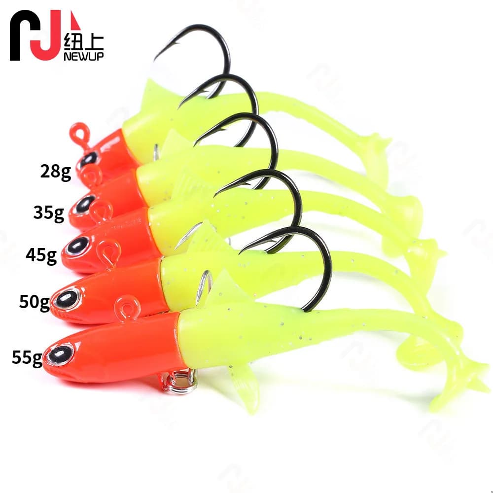 Leurre souple jigging 28-55g - Wobbler swim jig pour pêche active - Appât nageur plombé