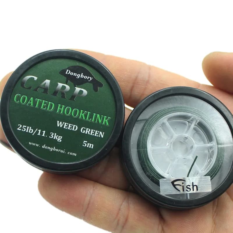 Ligne de pêche carpe gainée 5 mètres pour hair rig, résistance 15 à 35 livres, bas
