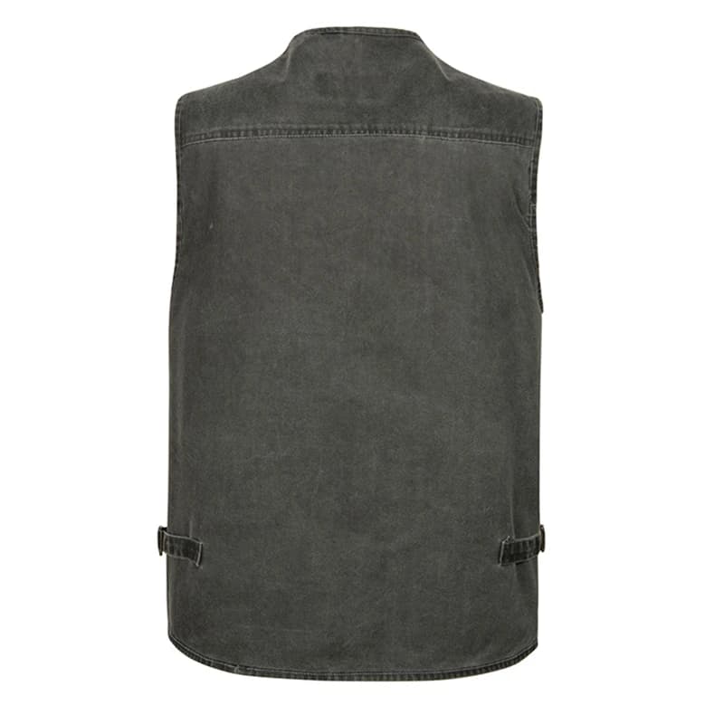 Veste sans manches homme été 6XL 7XL en coton denim avec multiples poches, gilet photo pêche