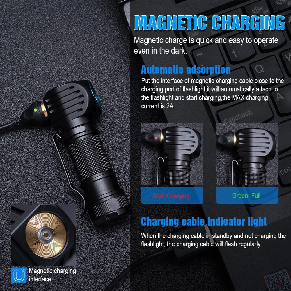 Lampe frontale Trustfire Mc18 LED XP-LHI 1200lm magnétique rechargeable pour pêche technique