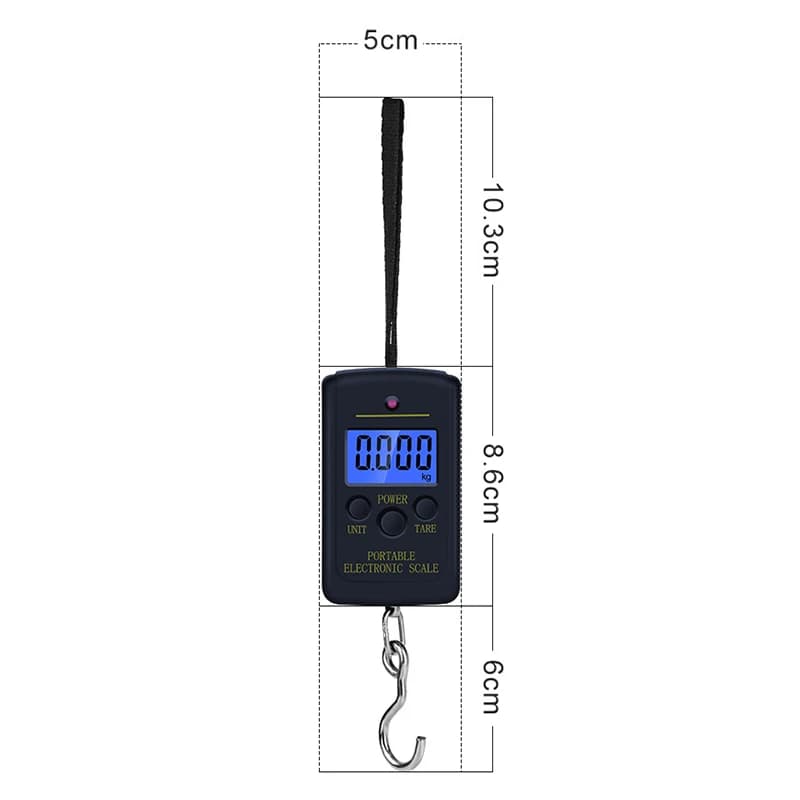 Balance de pêche portable 40Kg/10g avec rétroéclairage LCD - Pèse-bagages numérique de voyage pocket