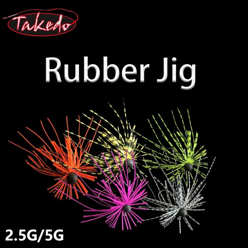 TAKEDO HDS03 1.8G-5G Zither Rubber Jig - Leurres Souples Tungstène avec Jupe Silicone pour Pêche en Mer