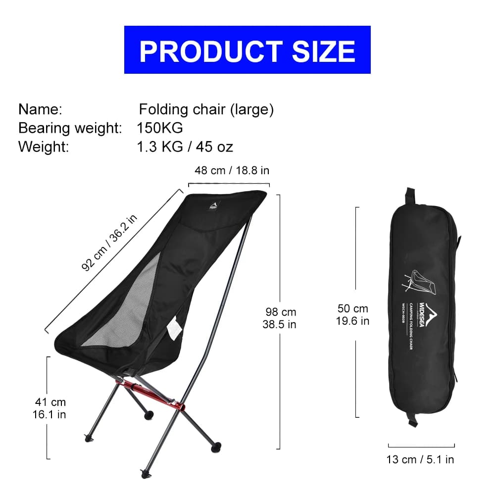 Chaise pliante Widesea pour pêche, camping et plage - Chaise longue relaxante pliable et transportable