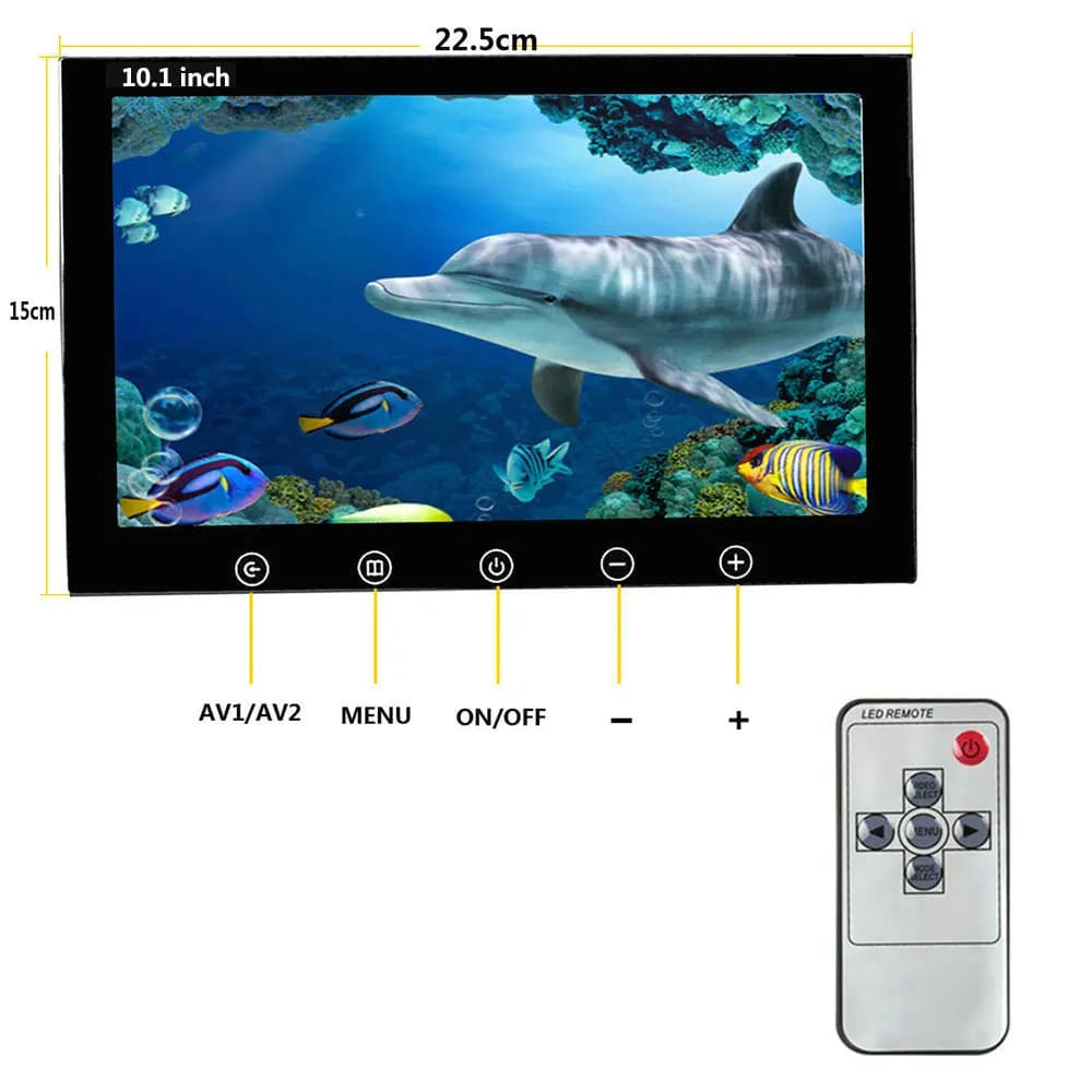 Détecteur poissons sous-marin 10 pouces 30 LEDs (15 blanches + 15 IR) pour pêche mer rivière glace 1000TVL