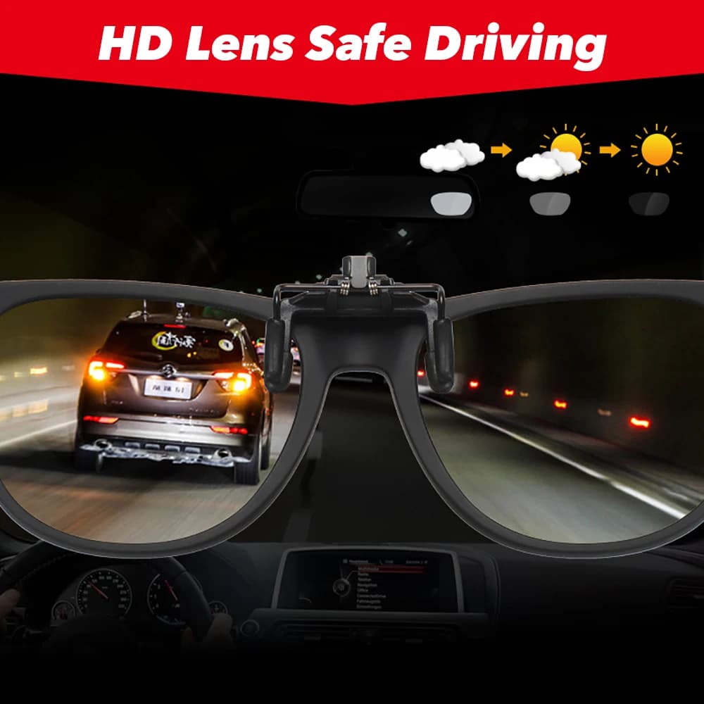 Lunettes de soleil polarisées photochromiques à clip rabattable pour conduite - Produit tendance 2026