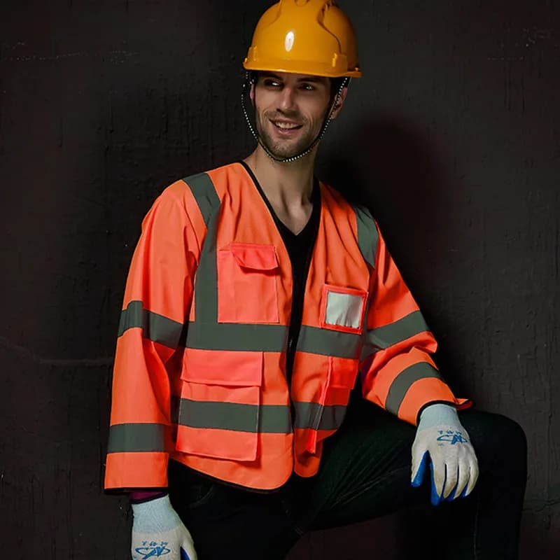 Veste sécurité nocturne pêche - Manches longues réfléchissantes - Travailleurs nettoyage cours eau