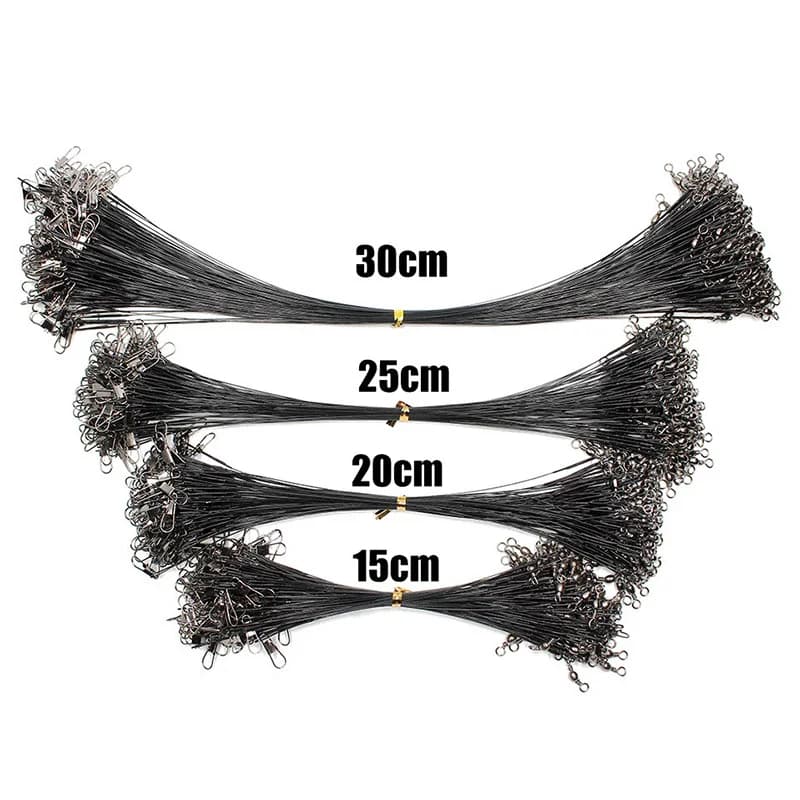 20PCS bas de ligne anti-morsure Aorace en acier avec émerillon pour pêche carnassier et gros poissons