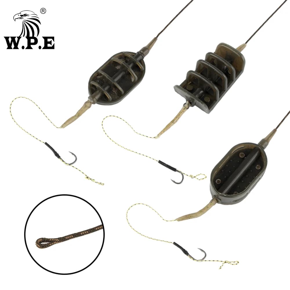 Montage carpe prêt à pêcher W.P.E 40g-80g avec ligne plombée et hameçons pour méthode feeder