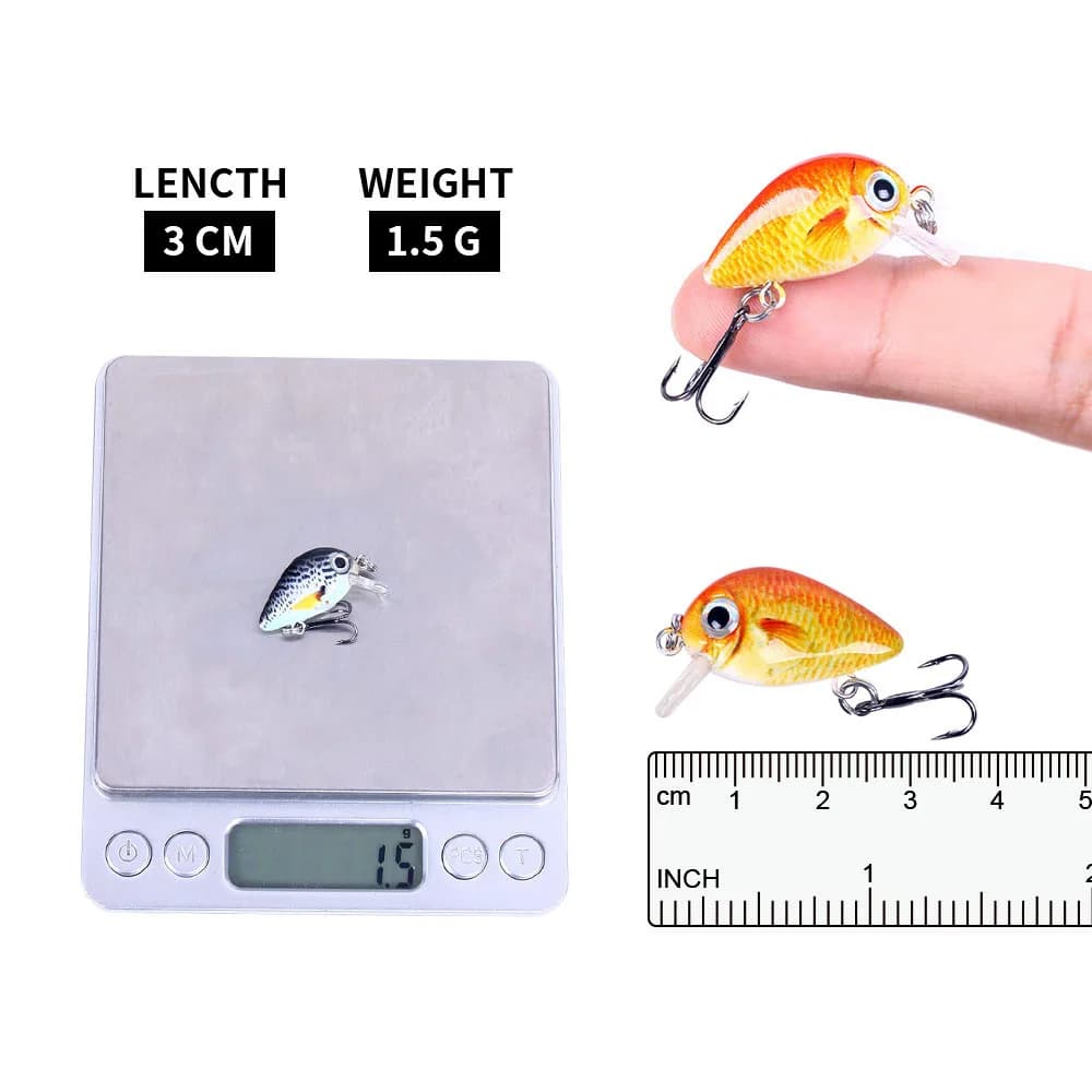 Kit de 5 leurres crankbait mini 3cm 1.5g-2g pour truite et bass, leurres durs wobblers pour pêche