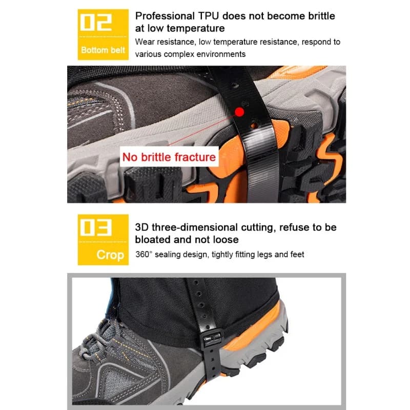 Protections jambes ski randonnée - Guêtres imperméables coupe-vent pour chaussures camping trekking désert