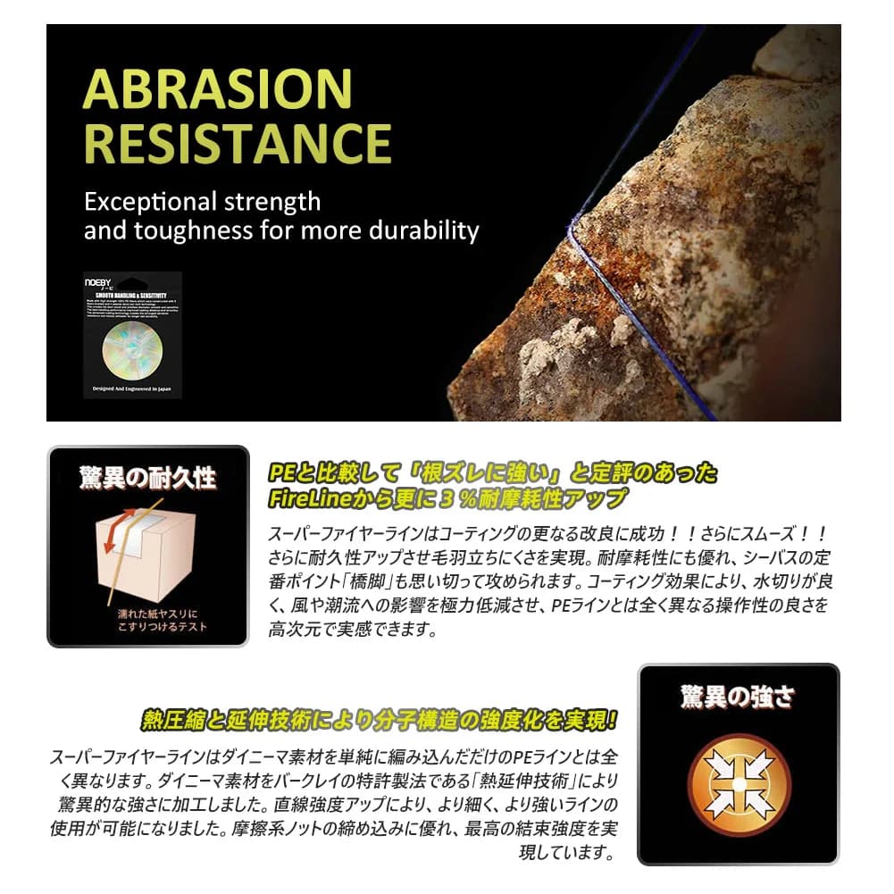 Ligne de pêche NOEBY PE X8 Multifilament 150m 300m Haute Résistance à l'Abrasion 1-103LB pour Pêche Sportive