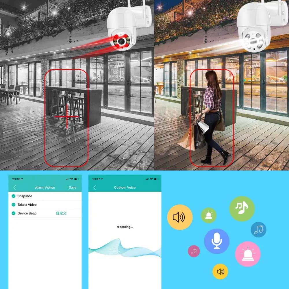 Caméra IP extérieure 5MP wifi détection humaine AI audio - Surveillance pour bateau de pêche