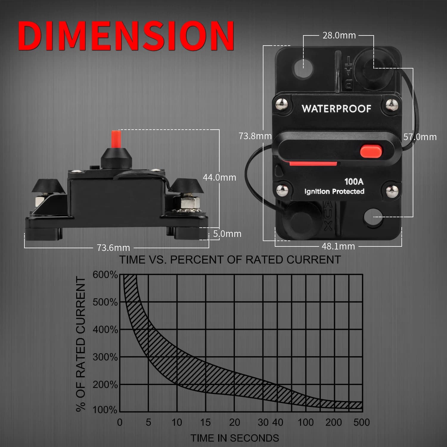 Disjoncteur manuel 30A-300A 12V/48V DC étanche pour bateau pêche - Protection audio voiture