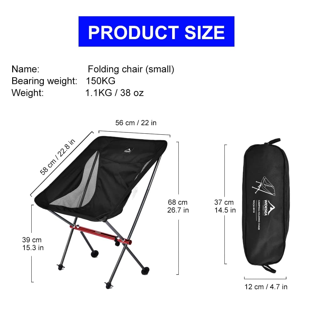 Chaise pliante Widesea pour pêche, camping et plage - Chaise longue relaxante pliable et transportable