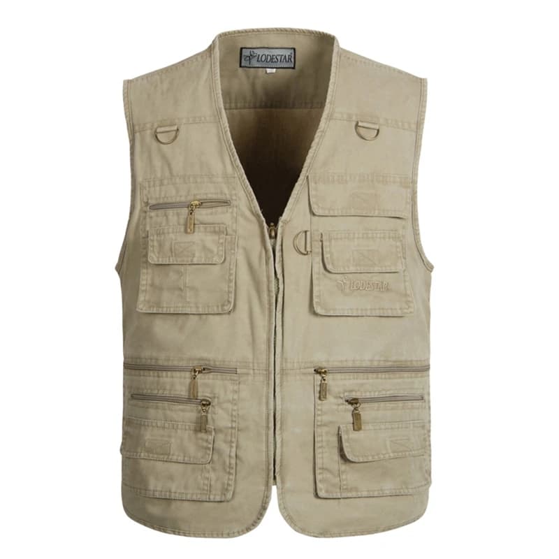 Veste sans manches homme été 6XL 7XL en coton denim avec multiples poches, gilet photo pêche