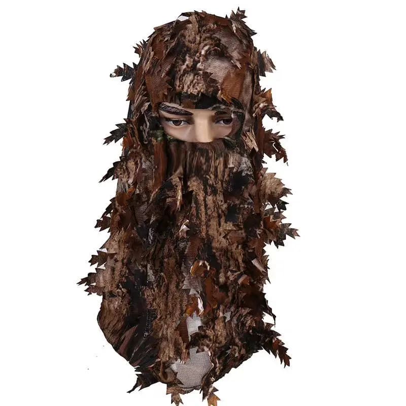 Masque visage camouflage 3D feuille d'érable ghillie pour pêche chasse accessoire tête discrétion complète