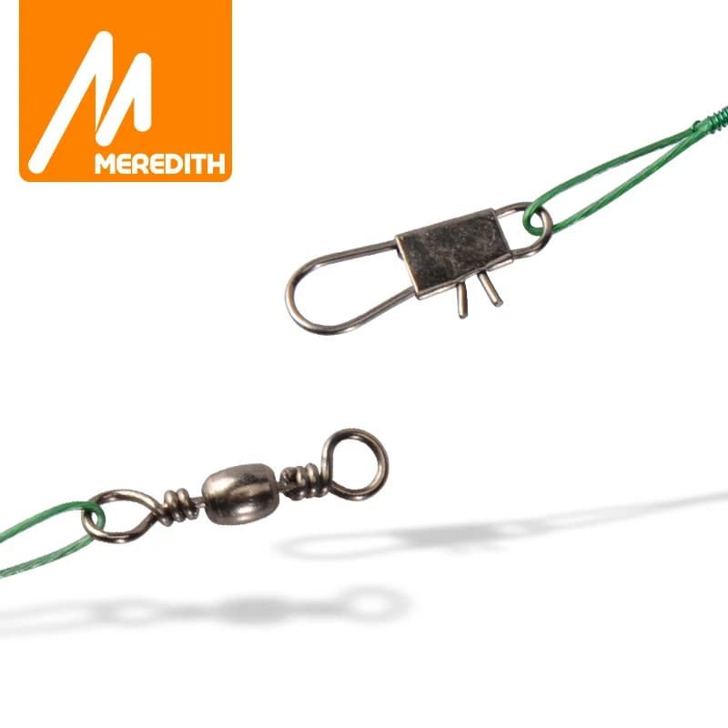 Fil anti-emmêlement acier MEREDITH avec émerillon, bas de ligne traçeur 15-30cm pour pêche carnassiers