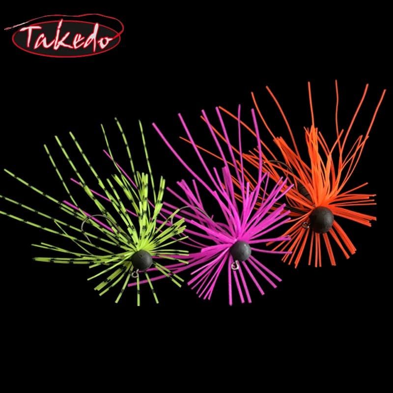TAKEDO HDS03 1.8G-5G Zither Rubber Jig - Leurres Souples Tungstène avec Jupe Silicone pour Pêche en Mer