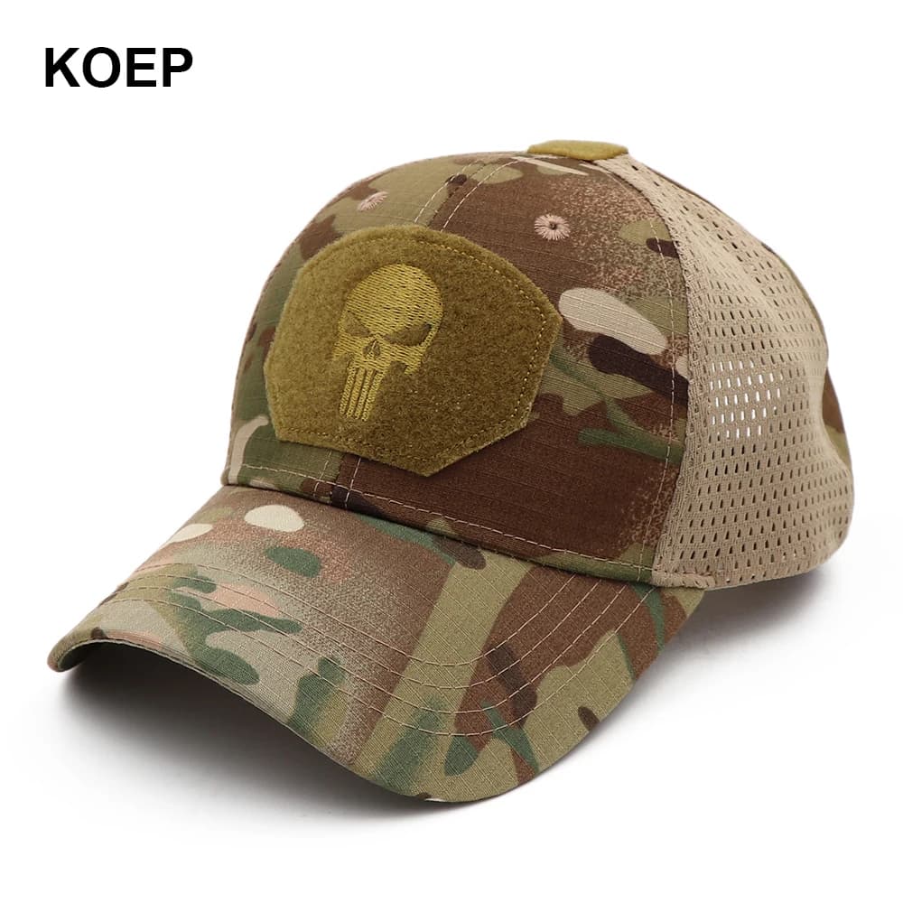 Casquette mesh Punisher KOEP camouflage - Nouveau modèle pour pêche en jungle et randonnée
