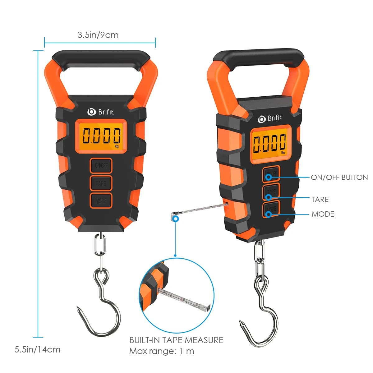 Pèse-personne numérique pêche 50kg avec règle balance cuisine et bagages portable