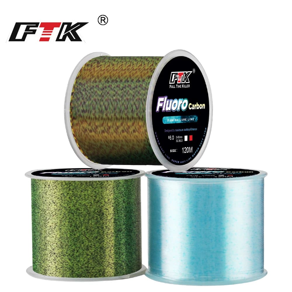 Ligne de pêche FTK 120m fluorocarbone tachetée invisible - 0.20mm-0.50mm 4.13LB-34.32LB ligne spotted