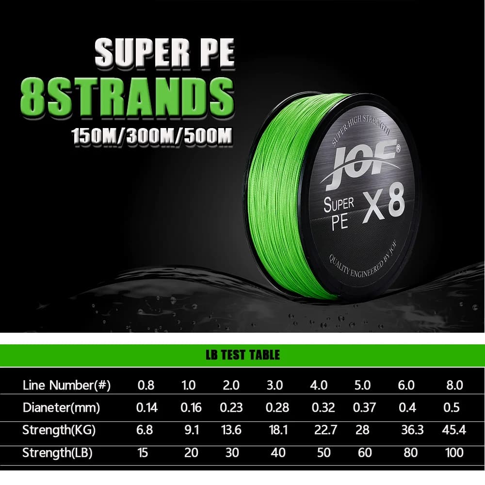 Ligne tressée JOF X8 II 8 brins 500m PE multifilament - Lisse et puissante pour pêche en mer et eau douce