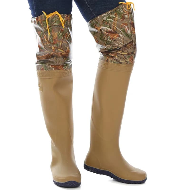 Waders camouflage PVC 60cm - Bottes pêche semelle souple - Utilisation polyvalente riziculture