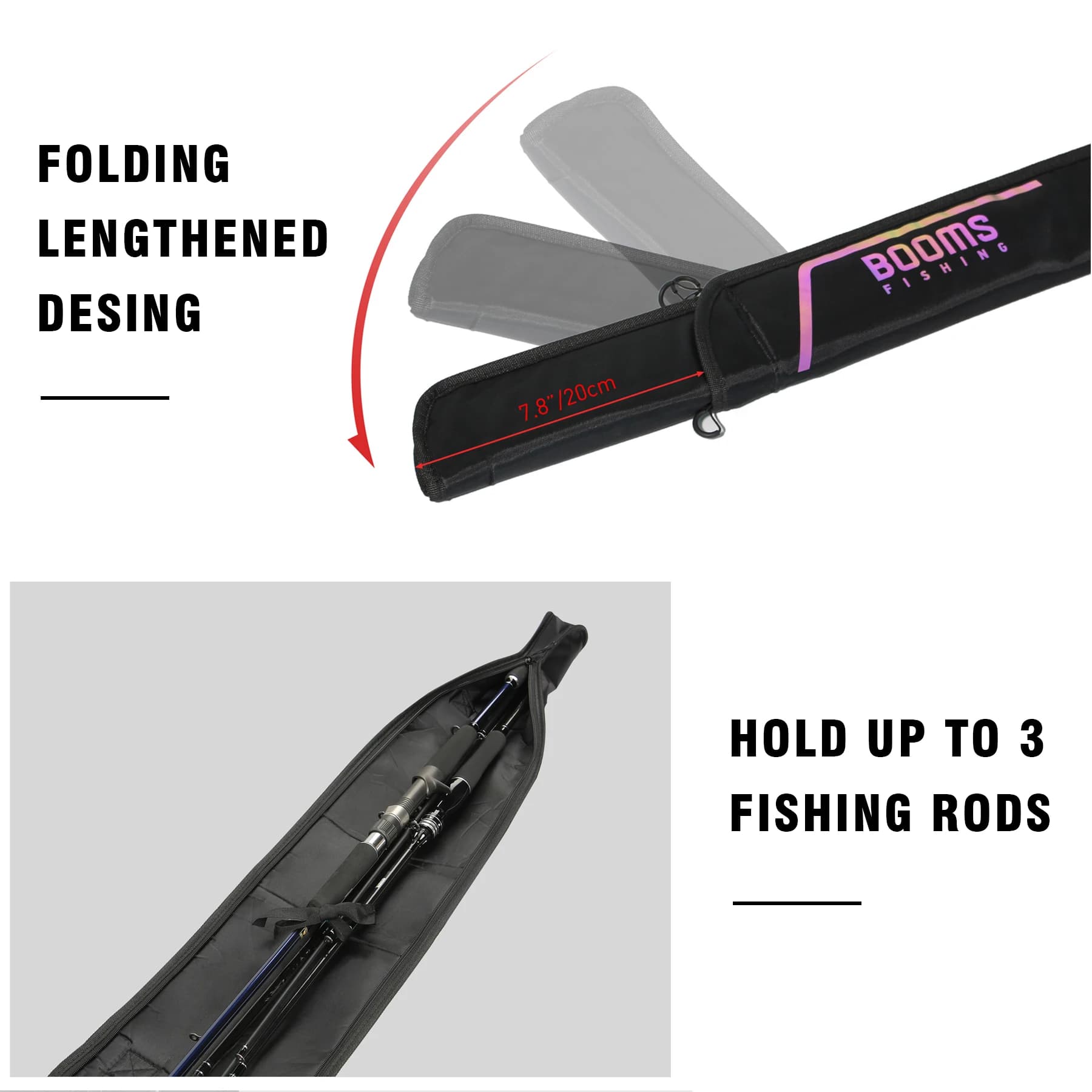 Sac pour canne à pêche Booms Fishing PB3 pliable nylon - Étui ajustable de 130 cm à 215 cm multi-tailles