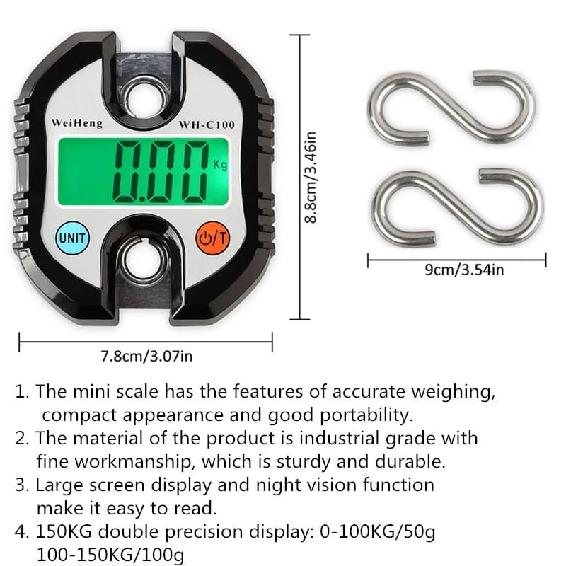Balance suspendue numérique 1000kg pêche - Pèse-grue électronique lourd crochet acier cuisine