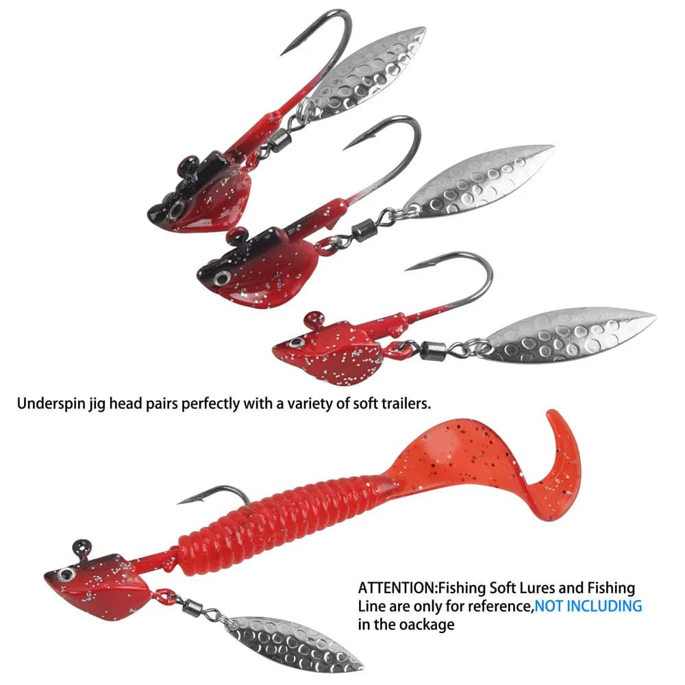 Jig fishing hooks avec spinner blade et yeux 3D pour pêche du walleye et bass avec animations attractives