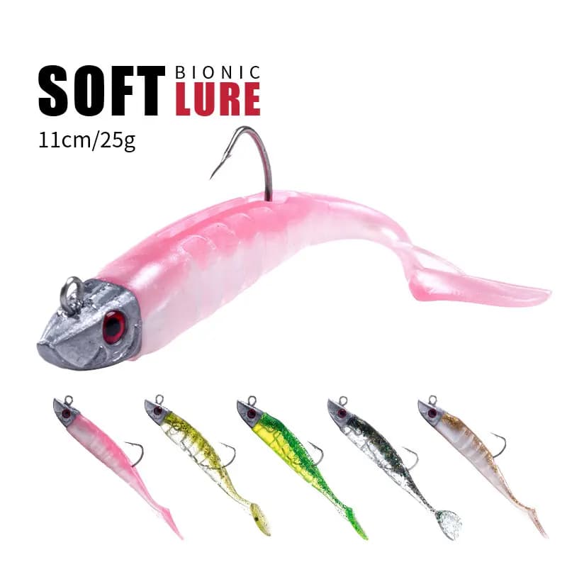 Têtes de jig HENGJIA 9cm15g 11cm25g - leurres souples silicone pour pêche mer et brochet