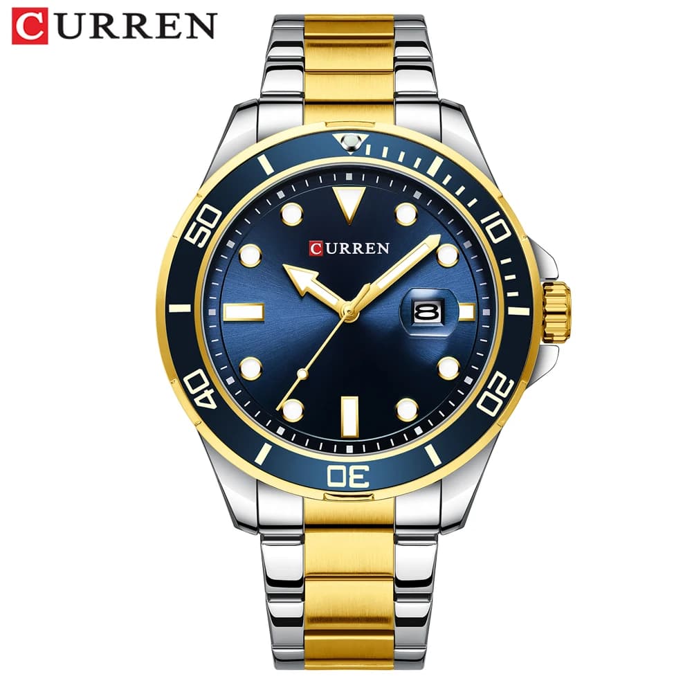 Montre homme automatique Curren 2021 série Green Water Ghost - Luxe haut de gamme étanche acier quartz