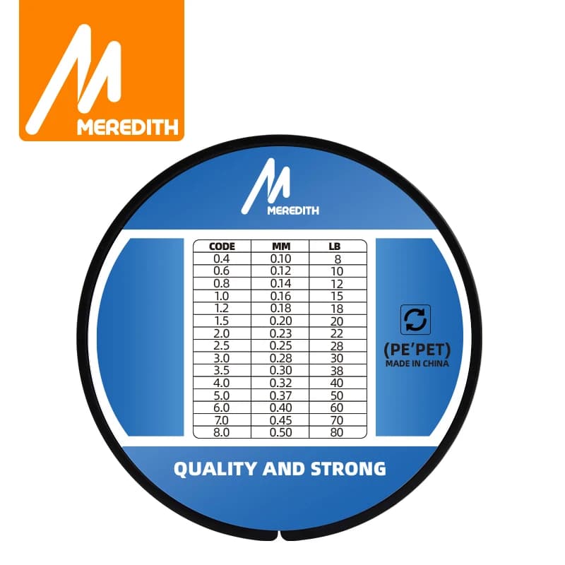 Ligne MEREDITH PE tressée 4 brins 300M pour leurres - Fil multifilament lisse 15-80LB