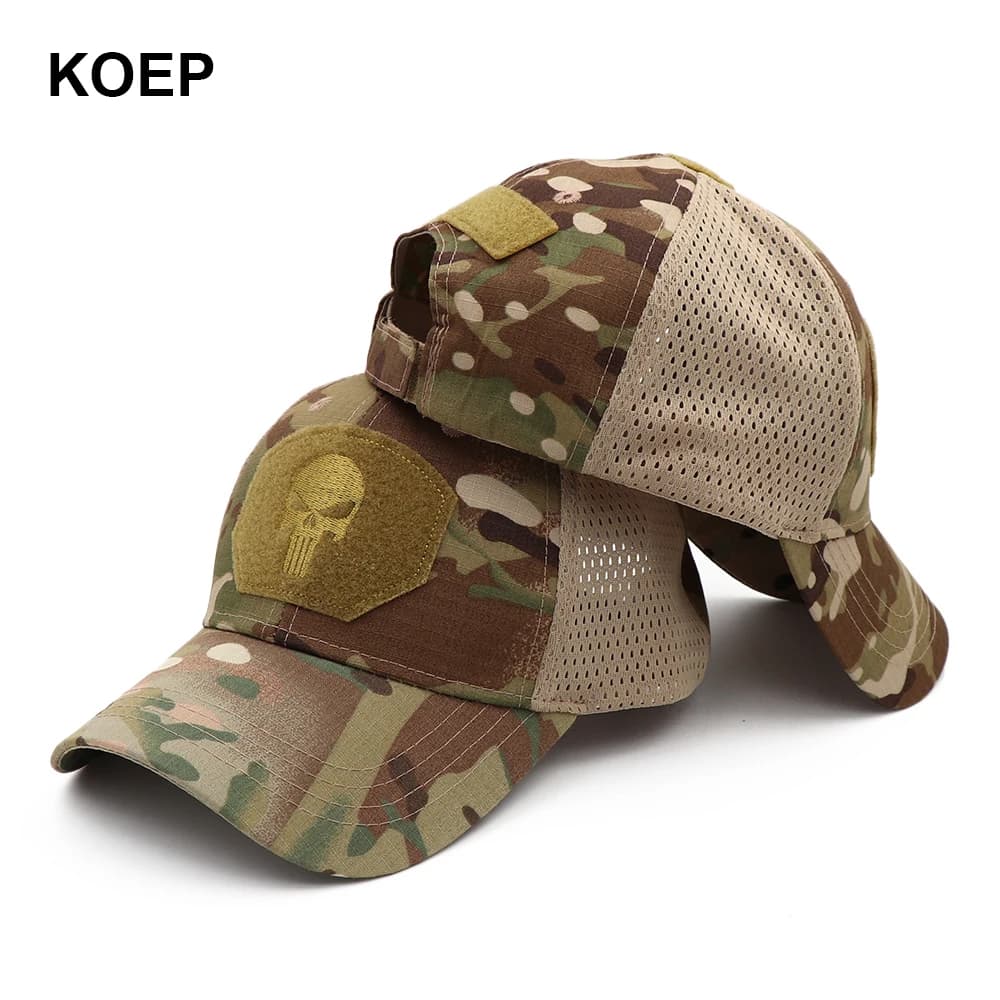 Casquette mesh Punisher KOEP camouflage - Nouveau modèle pour pêche en jungle et randonnée