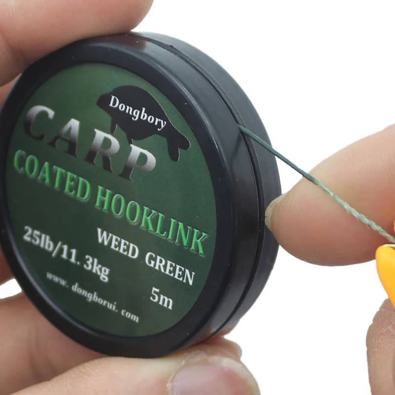 Ligne de pêche carpe gainée 5 mètres pour hair rig, résistance 15 à 35 livres, bas