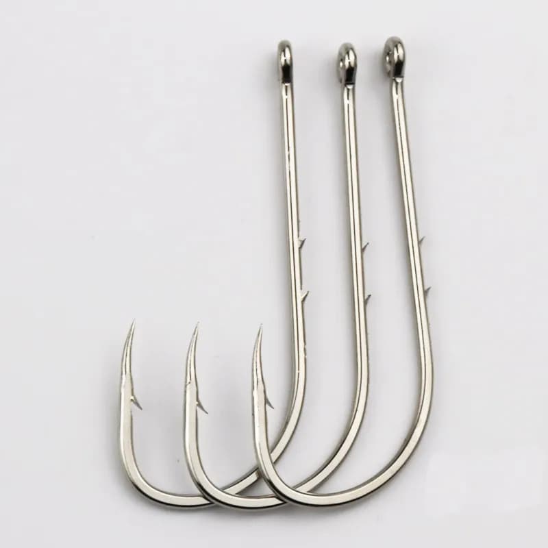 50 hameçons longue tige acier carbone 1 à 12, ardillon offset pour appâts naturels, boîte de pêche