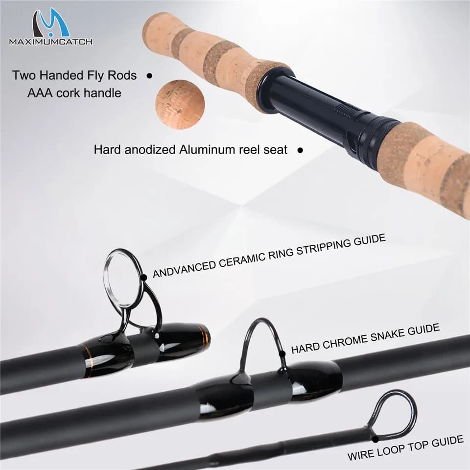 Canne Spey SkyTouch Maximumcatch 11-14FT 6-9WT carbone 30T+40T action rapide pêche deux mains spare butt