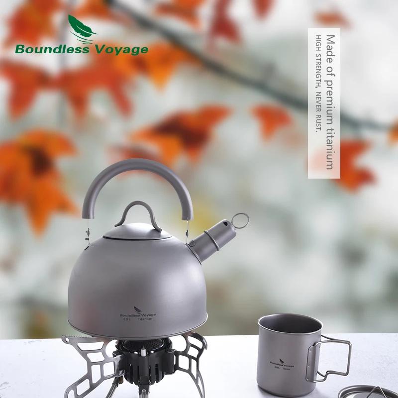 Bouilloire Titane Ultralégère 2L pour Randonnée et Pêche - Pot d'Eau Extérieur Grande Capacité avec Buzzer
