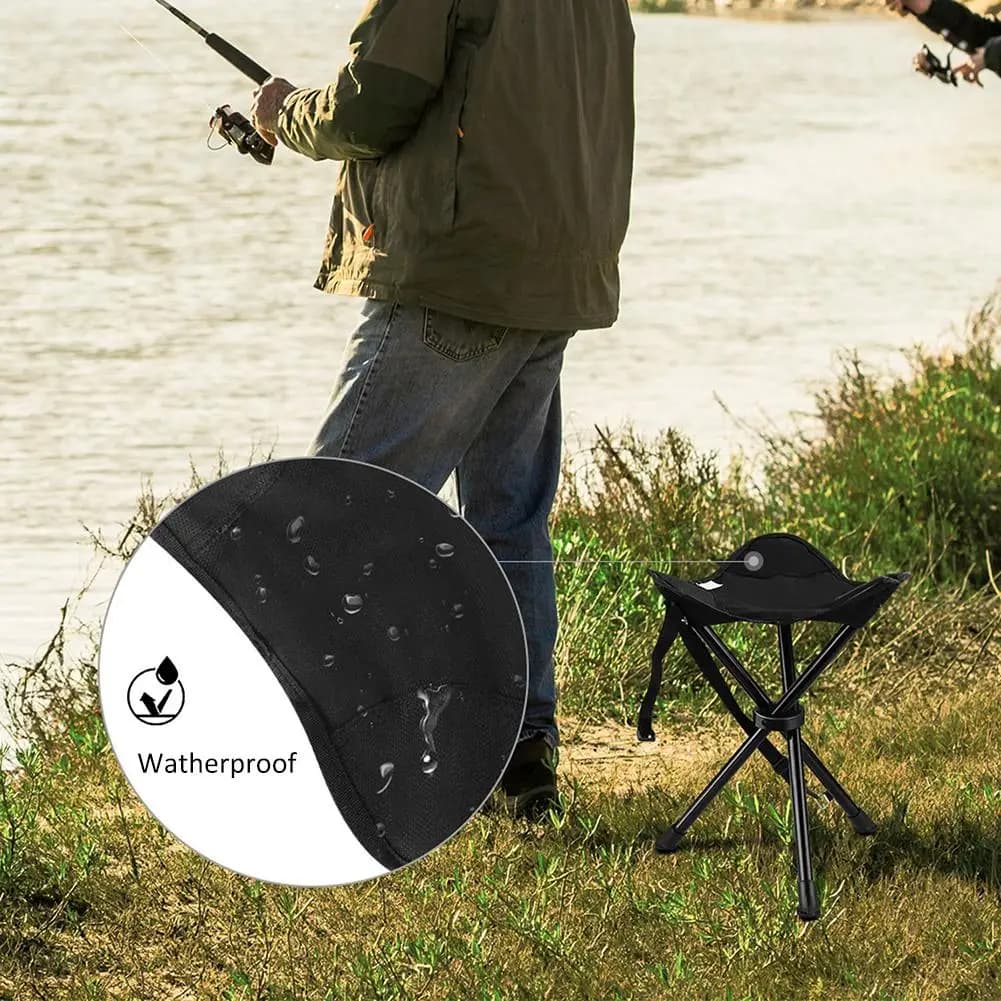 Tabouret pliable trépied portable avec étui pour camping, pêche, randonnée et chasse capacité 90kg