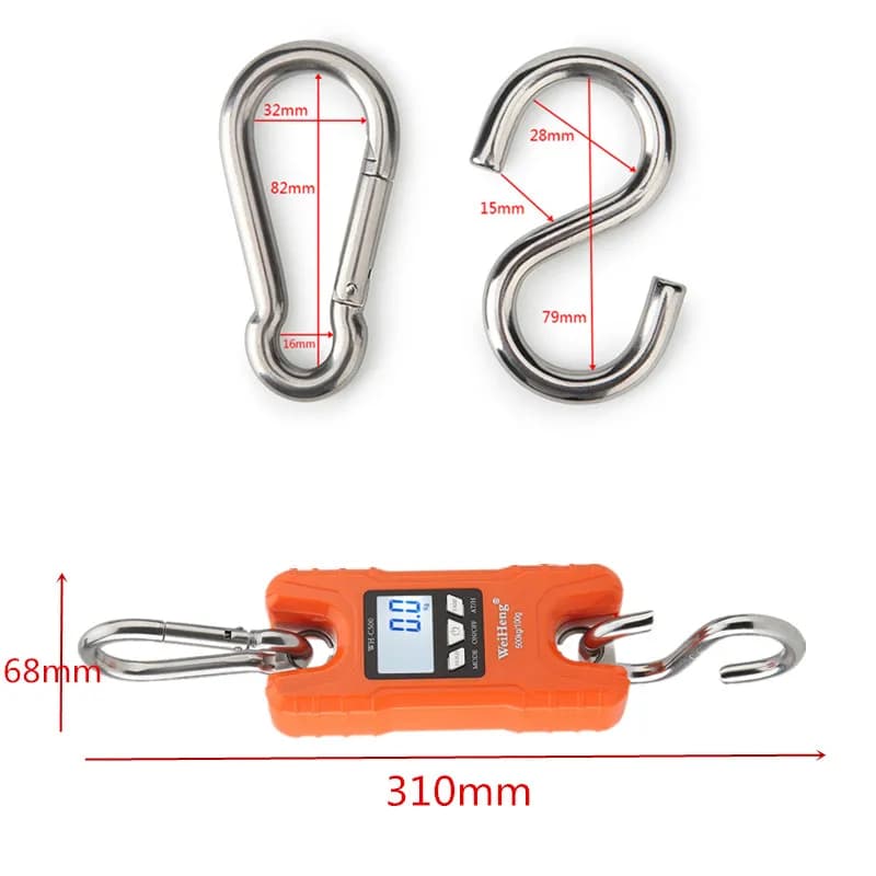 Balance de pêche 200kg/100g 300kg/50g 500kg/100 LCD crochet acier inox portable pour gros poissons