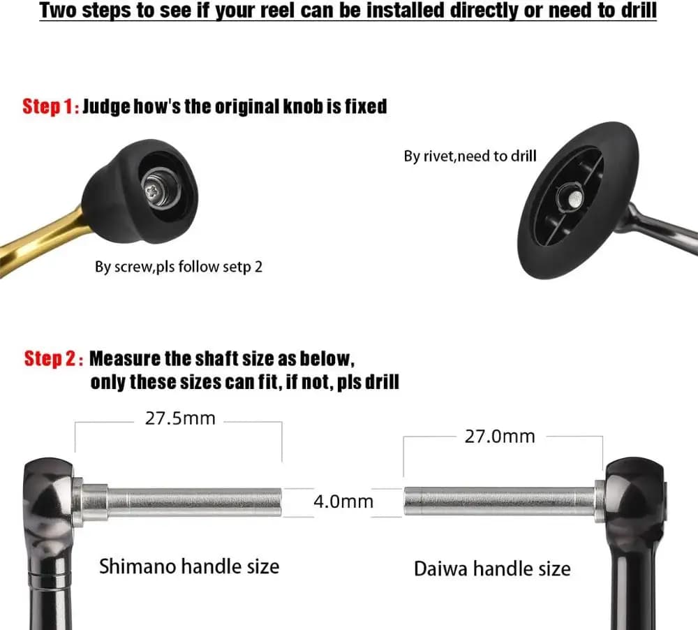 Poignée Gomexus pour moulinet Daiwa Shimano 3000-5000 modèle sedona 38-41mm pêche confort