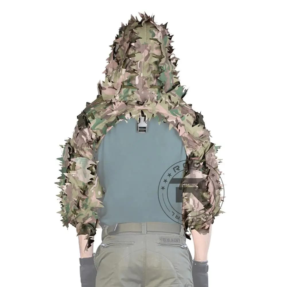 Cagoule Ghillie sniper ROCOTACTICAL respirante feuilles 3D découpées laser - Tenue légère airsoft chasse