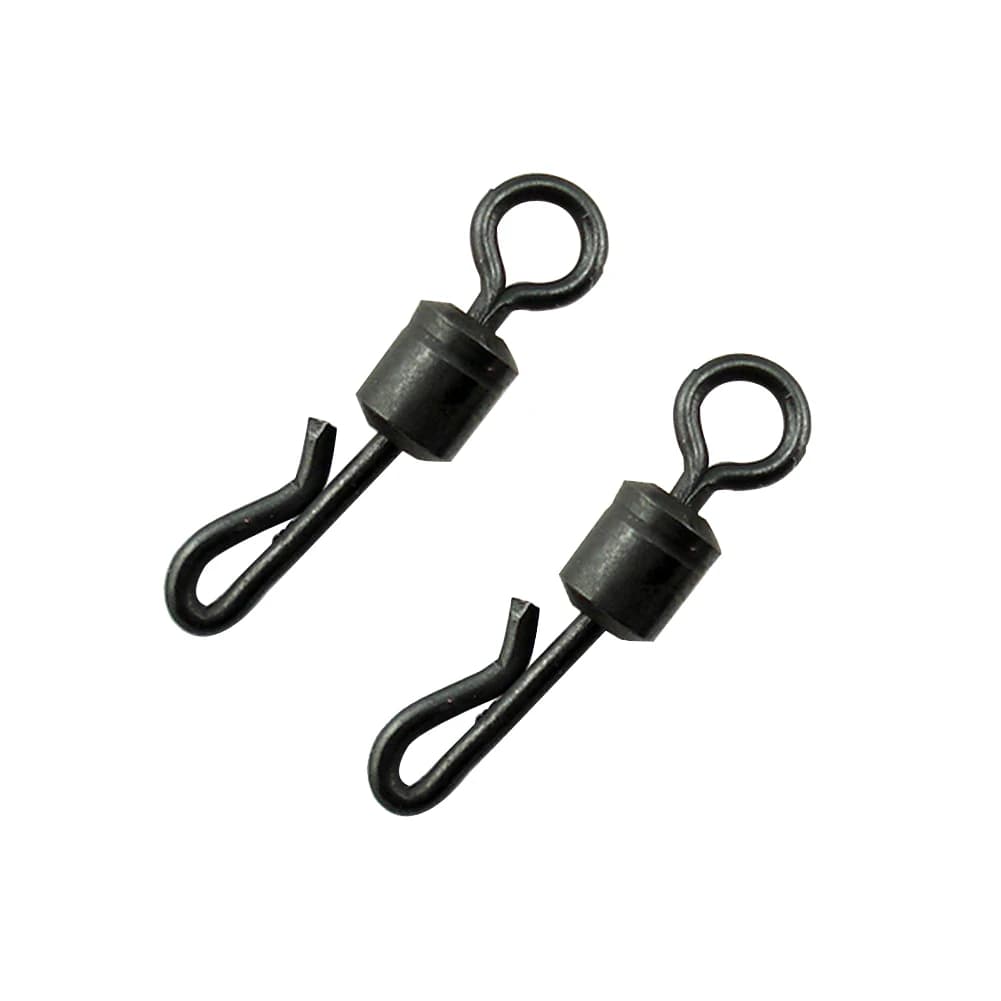 Émerillons rapides noirs pour pêche à la carpe - Connecteur Q-shaped long body avec système swing