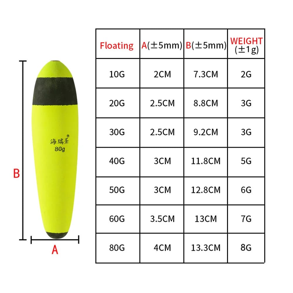 5 flotteurs de pêche en mousse EVA élastique 10g à 100g, pour la pêche au rocher