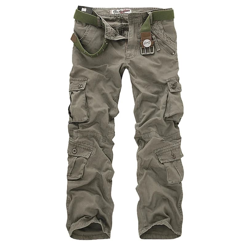Pantalon cargo coton 2025 pour hommes - Coupe loose multi-poches - Taille 28-40 pêche confort