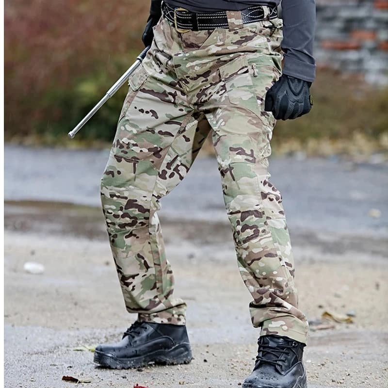 Pantalon cargo rapide séchage multi-poches - Camouflage noir pour pêche sportive